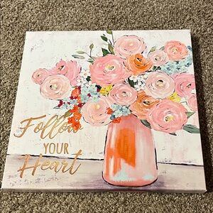 Floral Canvas Art with Inspirational Quote